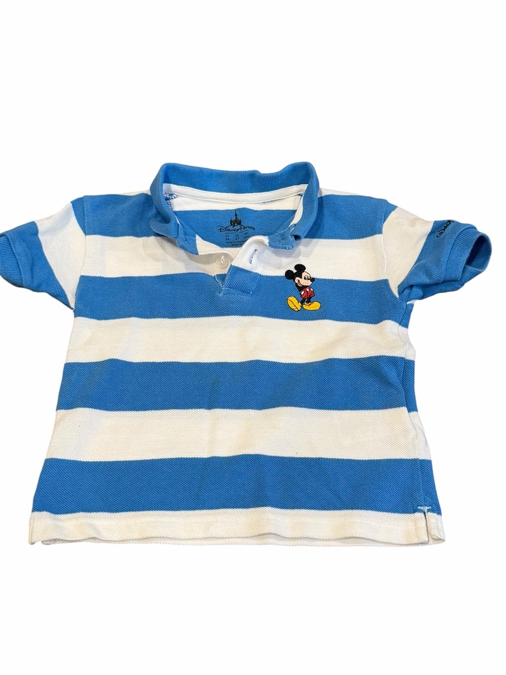 Disney ,Blue and White Striped Mickey Polo, Size 2T